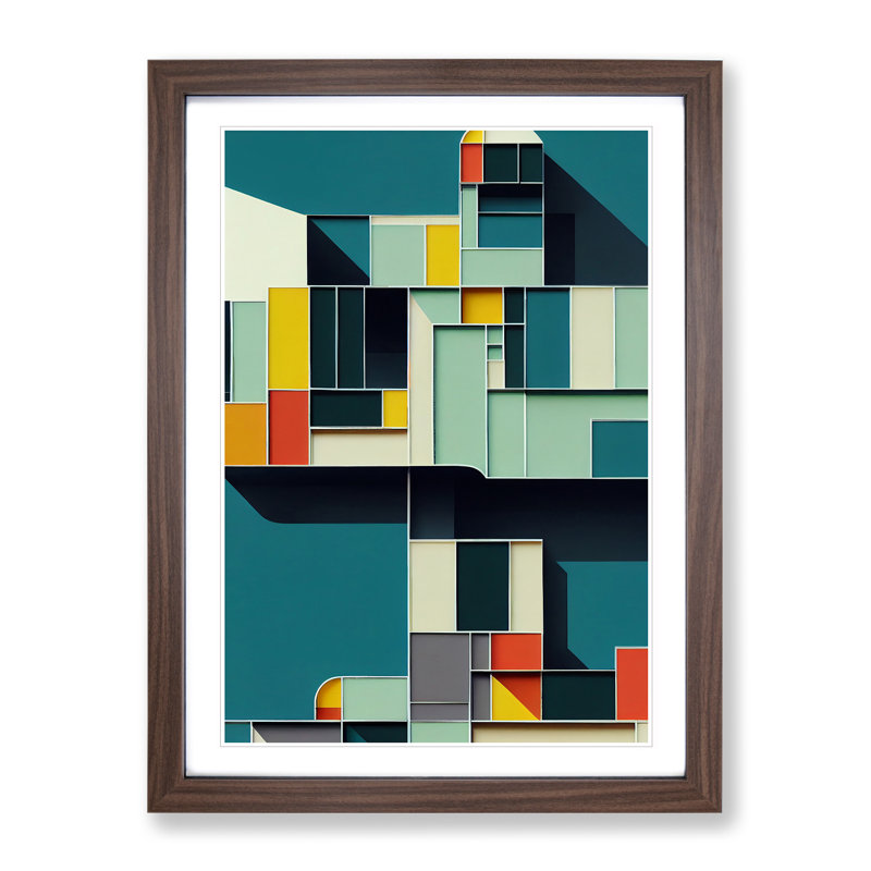 Stacked Architecture - Framed Print, 46cm H x 34cm W x 2cm D, Brown Framed