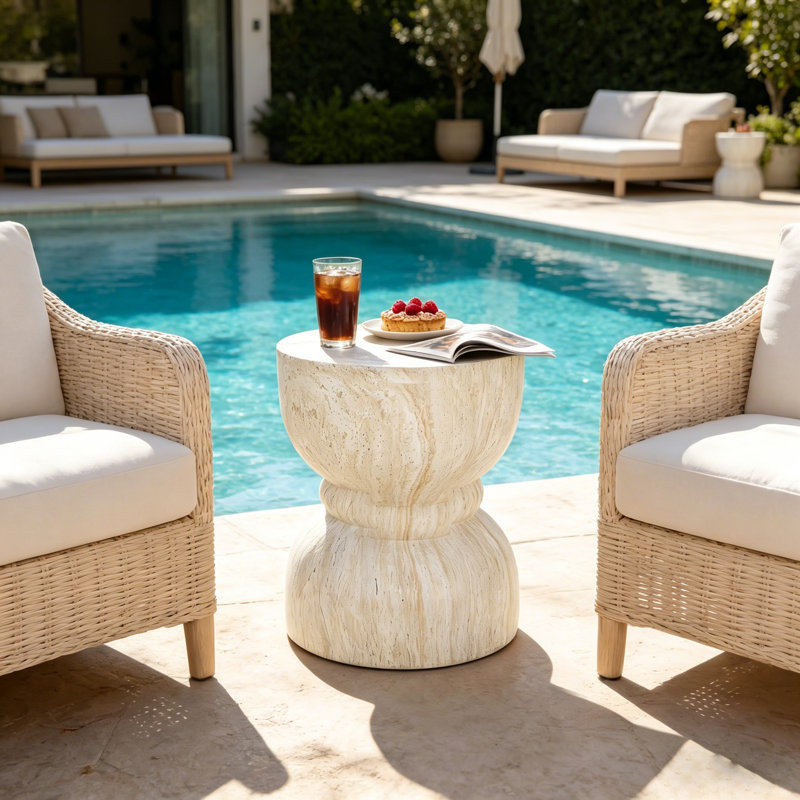 Table d'appoint en sablier Faux Travertine