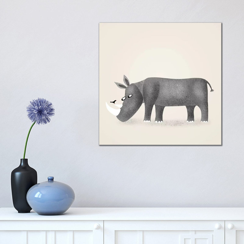 « Rhino » par Nic squirrell-impression, H 18 po x l 18 po x 1,5 po, Toile tendue, Pas de tapis