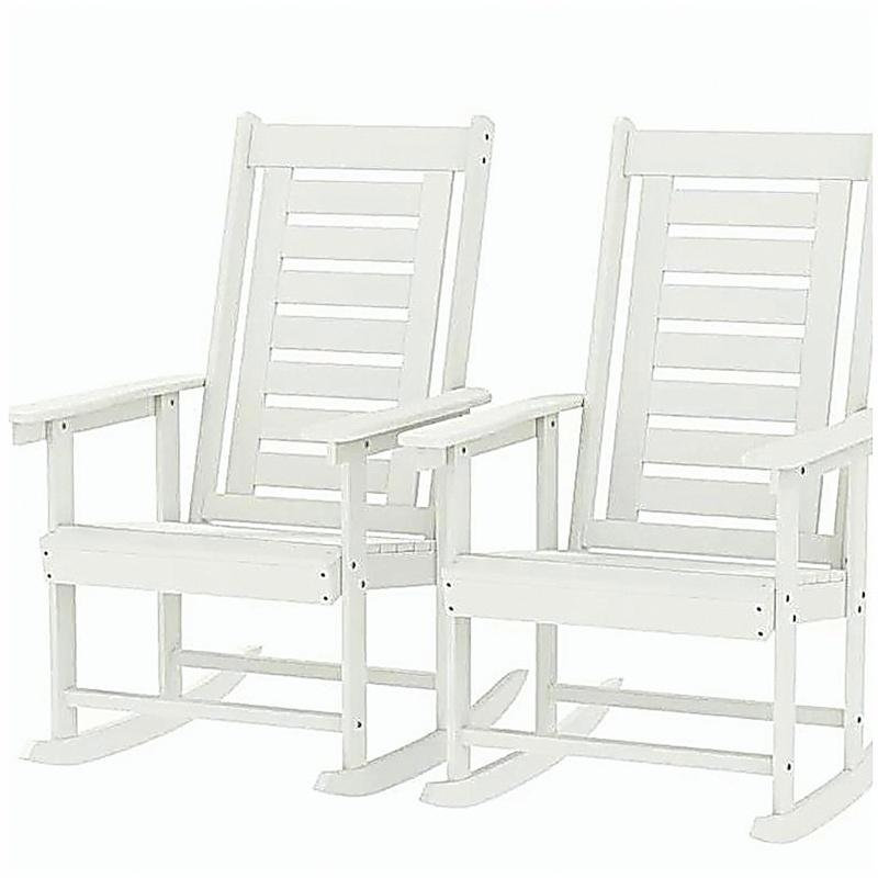 Ensemble de chaises berçantes d'extérieur, 2 pièces, Blanc