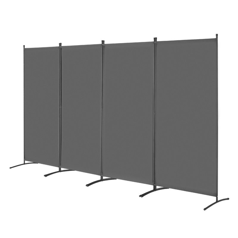 Paravent, paravent à 4 panneaux, écran d'intimité pliable et paravent de séparation portable, cloisons autoportantes pour bureau, chambre à coucher, salon, gris