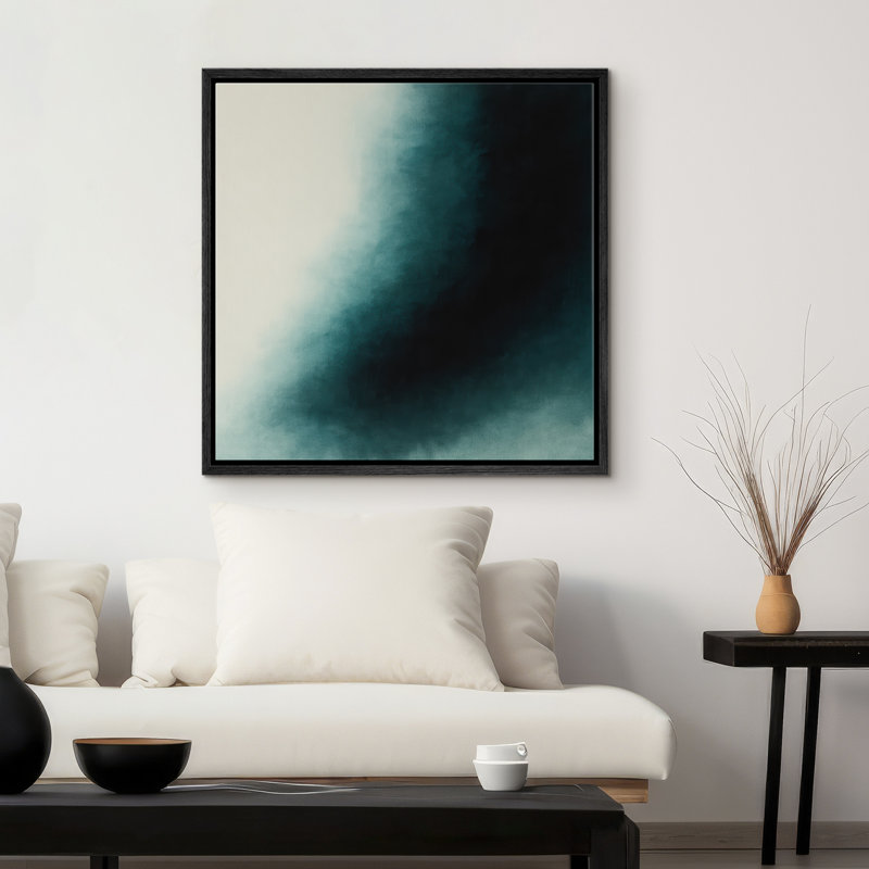 Reproduction d'art abstrait sur toile encadrée pour décoration intérieure moderne, H 16 po x l 16 po, Noir
