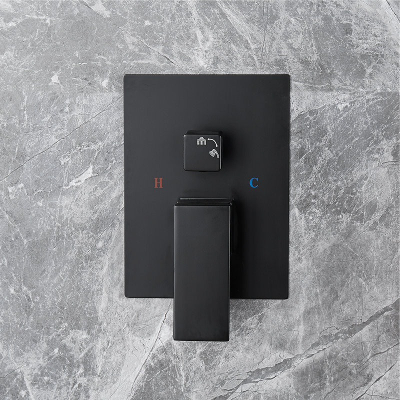 Ceiling-Mounted Complete 12" High-Pressure Shower System with Rough in-Valve, Black