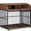 Caisse pour chien moyenne de style meuble - brun, roues verrouillables, grande étagère de rangement à double couche pour chiens