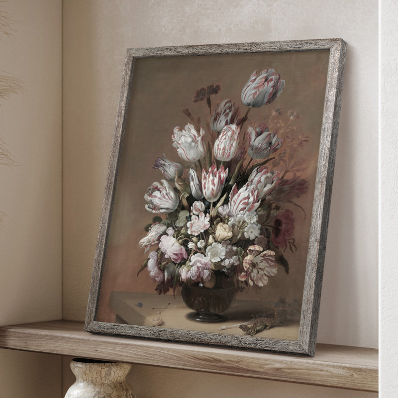 «Vintage Floral Print», reproduction encadrée en bois massif, H 11 po x l 9 po