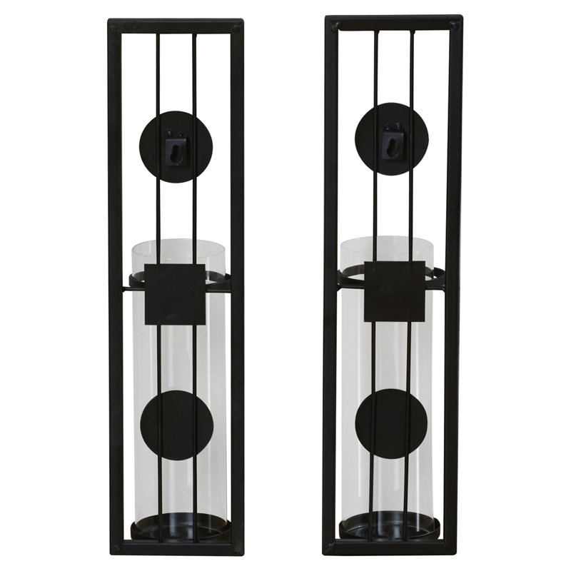 2 Piece Metal Wall Sconce Set, 16" H x 4" W x 3.5" D