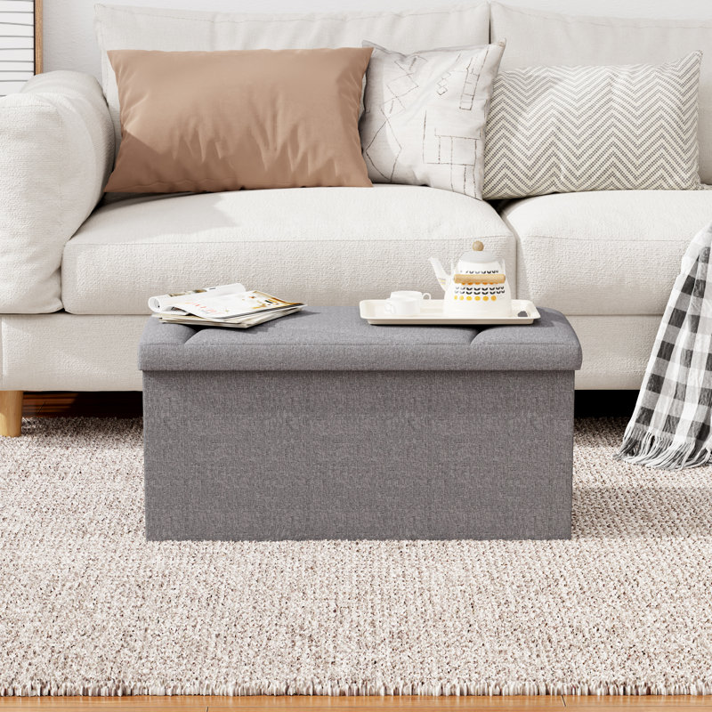 Banc de rangement avec repose-pieds 29 po en tissu, siège polyvalent avec compartiment de rangement caché