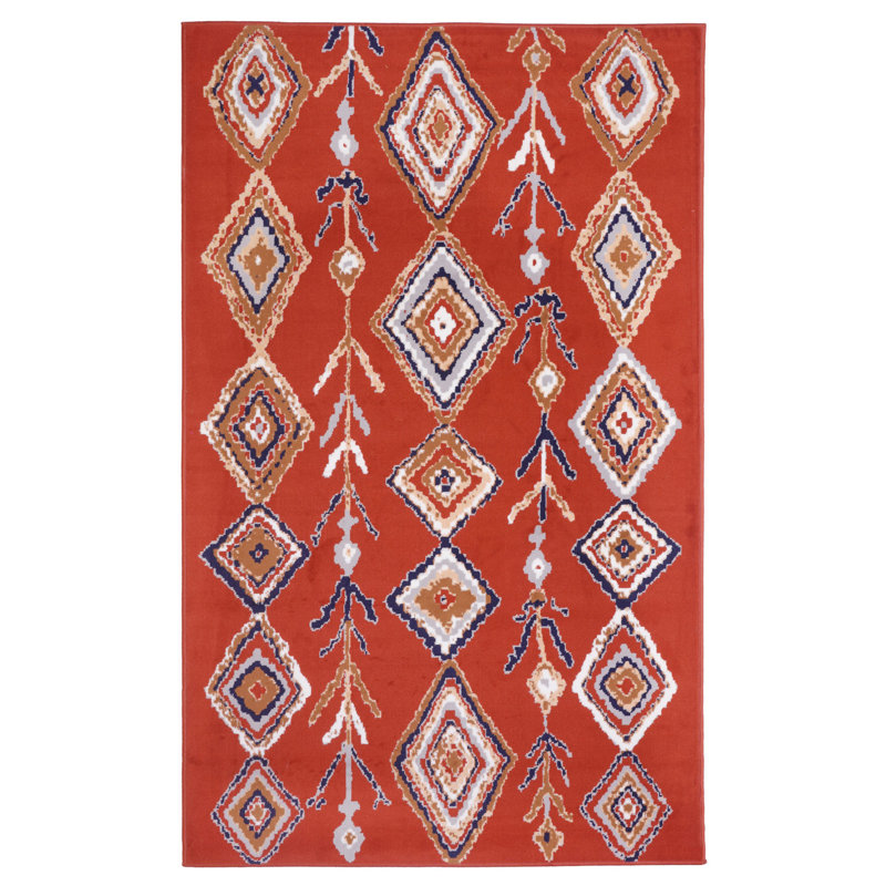 Tapis rouille / bleu Pelluri, Tapis de couloir 2 pi x 4 pi