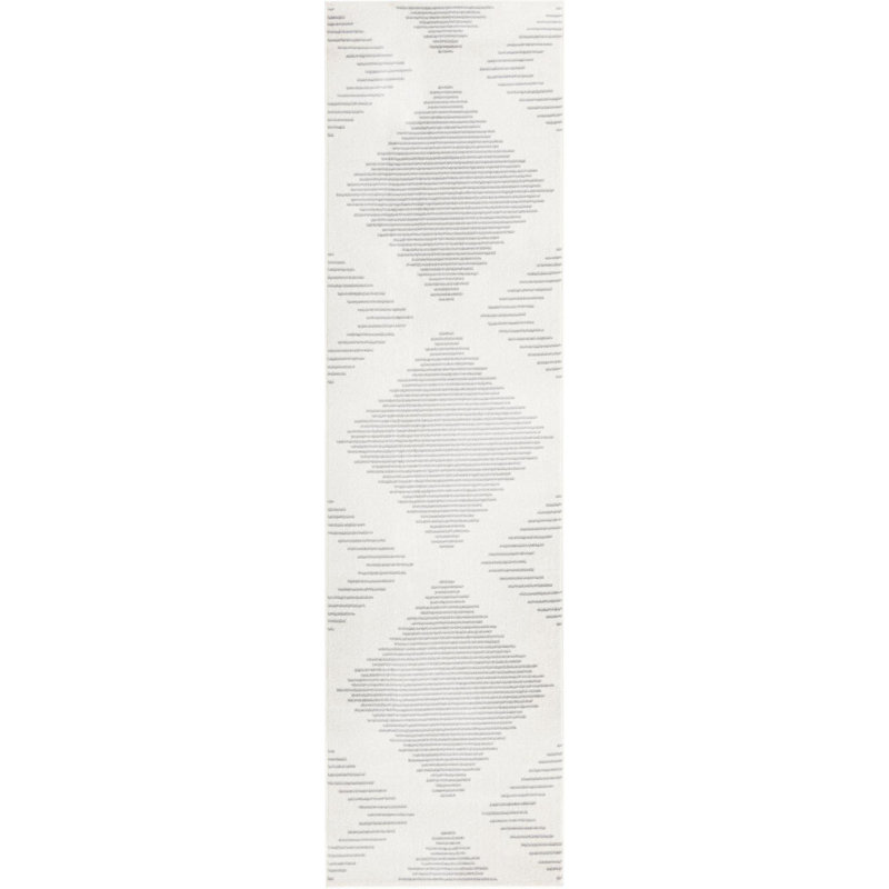 Tapis gris / ivoire en polypropylène tissé à la machine Laidy, Tapis de couloir 3 pi 3 po x 12 pi