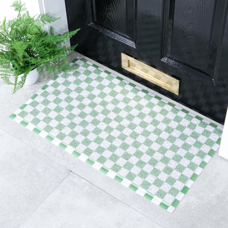 Paillasson vert à damier - toutes saisons, 16 po x 28 po