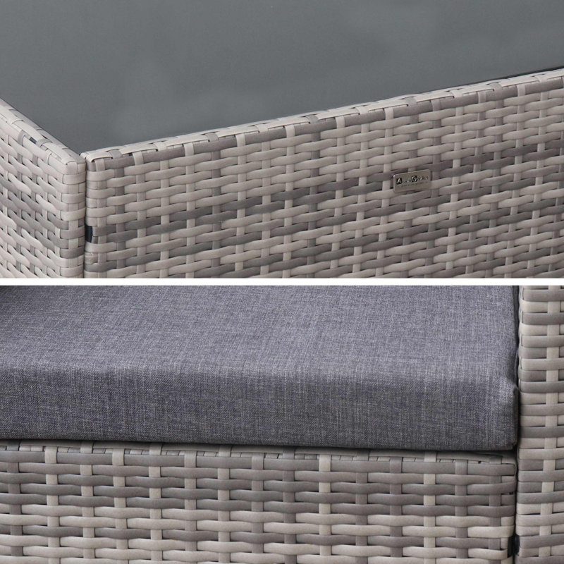 Kjellaug Rattan Wicker 4-seater self-assembly polyrattan garden sofa set, Grey, Grey, Grey