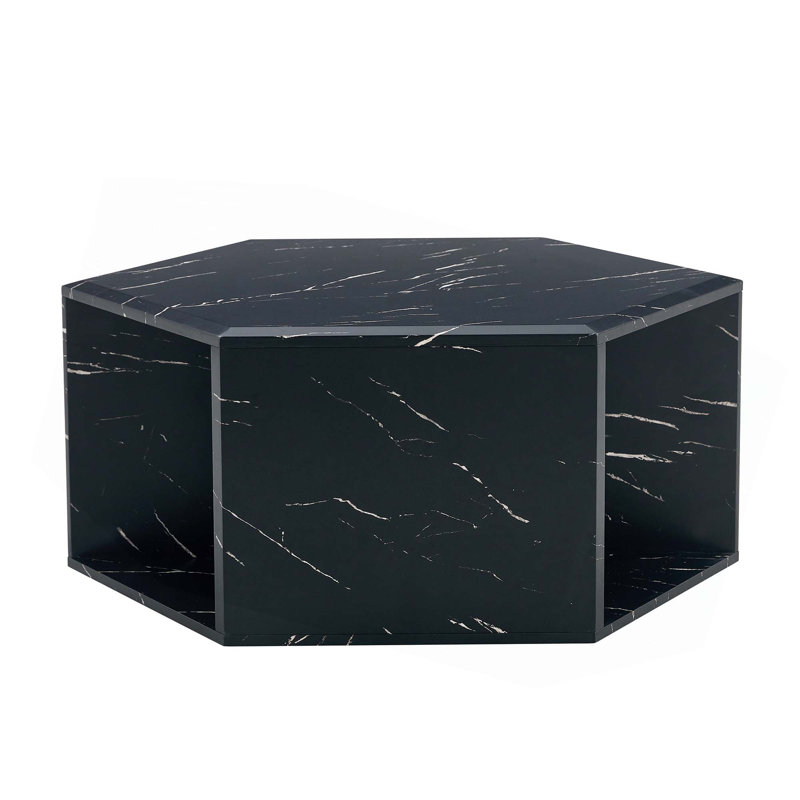 Hexagonal Coffee Table, Black, 14" H x 25" L x 21.6" W