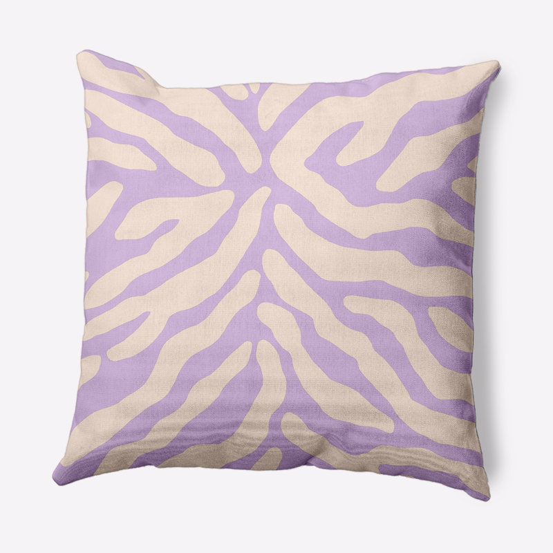 Coussin décoratif intérieur / extérieur à rayures animales, 20 po x 20 po, Lilas