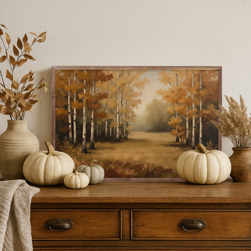 Forêt de bouleaux d'automne, H 24 po x l 36 po
