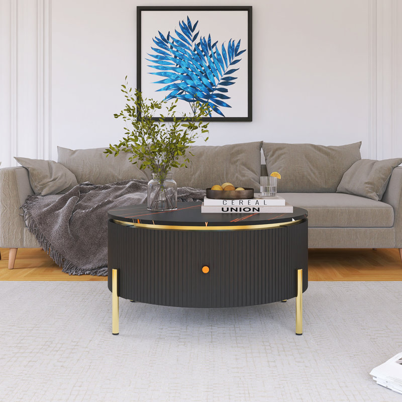Table basse moderne avec 2 grands tiroirs de rangement Modern, Noir, noir, noir, noir