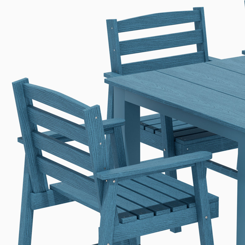 Six-piece Outdoor Patio Dining Table Set, Navy