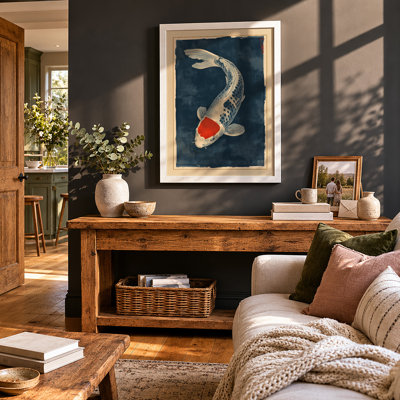 Drifting Koi Japandi - Framed Print