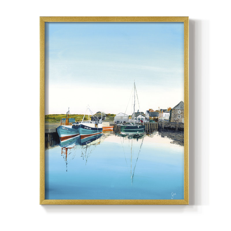 Impression encadrée Padstow Harbor - bois massif, H 10 po x l 8 po