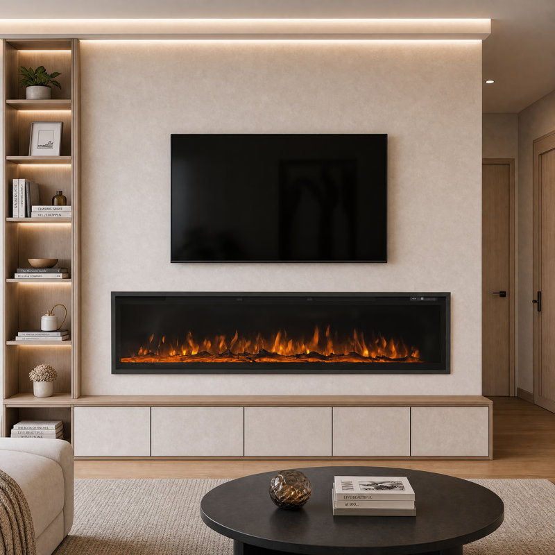 Ressington Recessed Wall-mounted Freestanding Electric Fireplace, 17.72" H x 73.23" W x 5.5" D