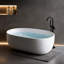 Baignoire autoportante de 47 po en résine solide à surface solide blanc mat avec drain escamotable et tuyaux de trop-plein
