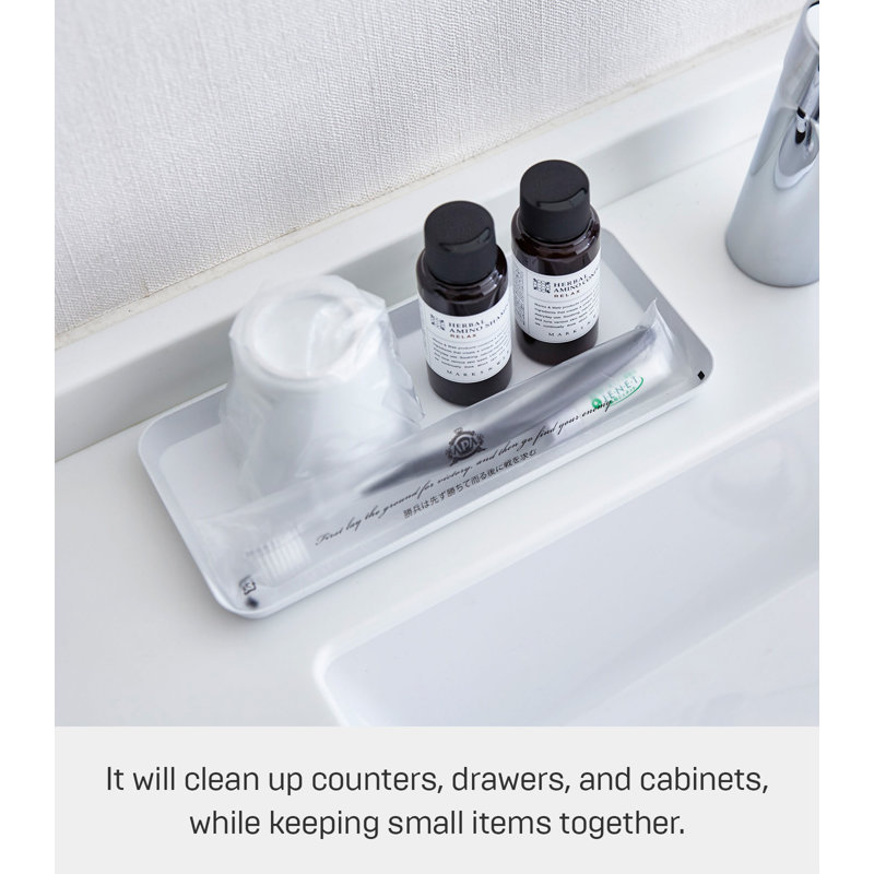 White Steel Minimalist Rectangular Vanity Tray