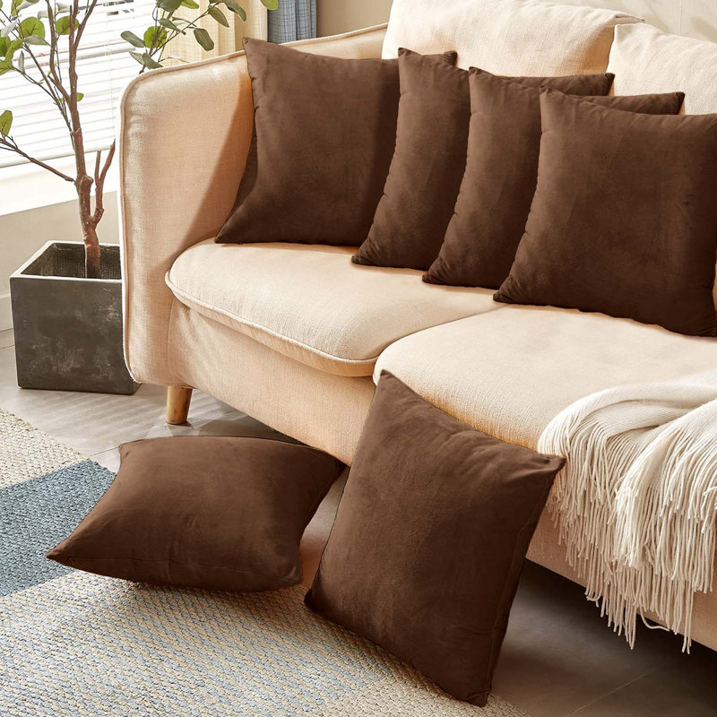 Aldino Square Throw Cushion Pad, Brown