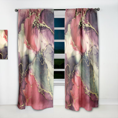 Fluid Abstract Semi-Sheer Thermal Rod Pocket Single Curtain Panel