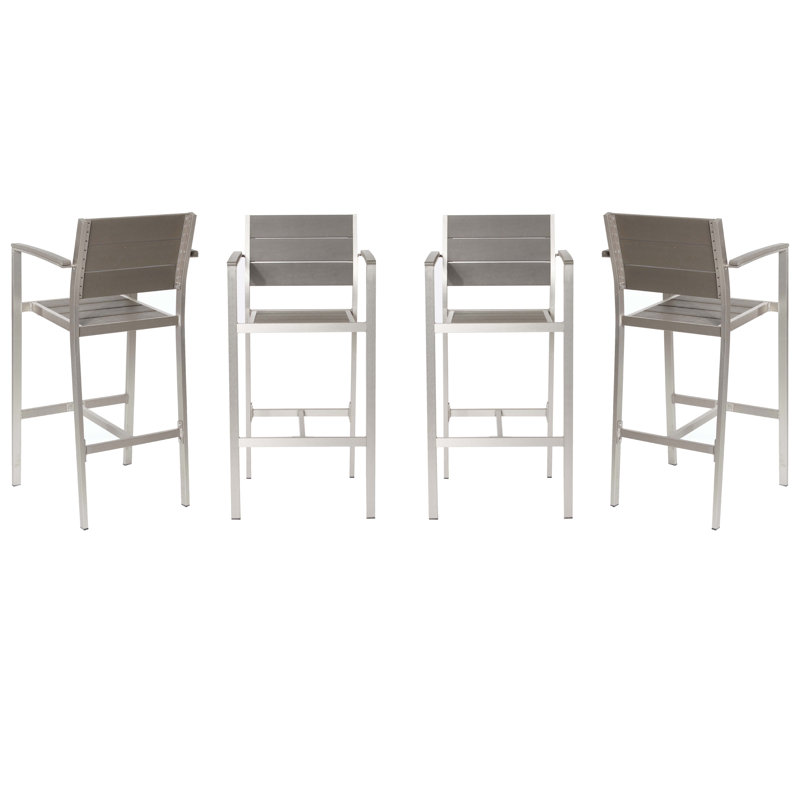 Set Of 4 Arm Betty Bar Stools, Gray