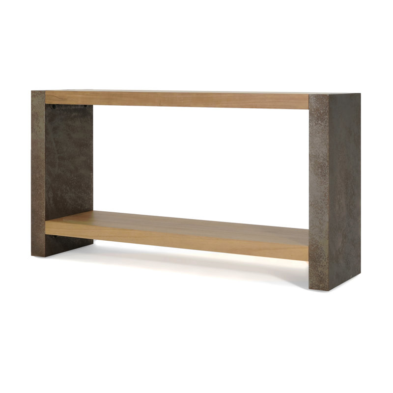 Mirod Vintage Industrial Console Table With Dovetail Joinery And Distressed Wood Veneer Finish