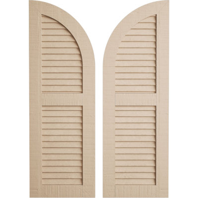 Timberthane Two Equal Louver w/Quarter Round Arch Top Faux Wood Shutters (Per Pair)