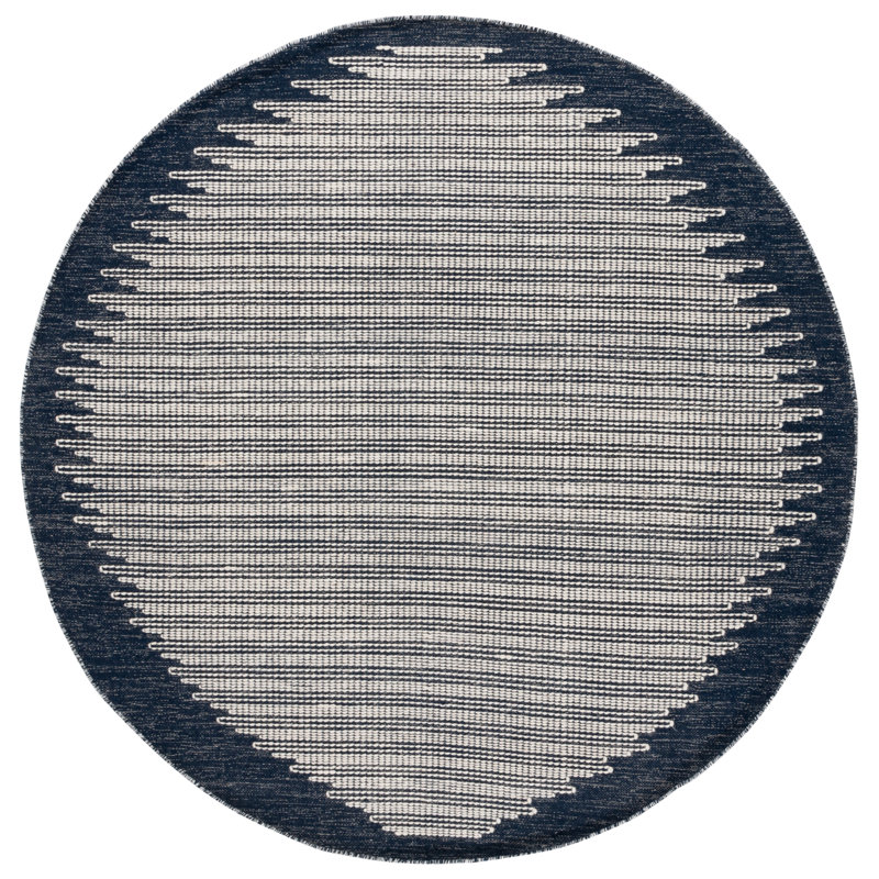 Tapis rayé en laine et coton Coghill, Rond 6 pi