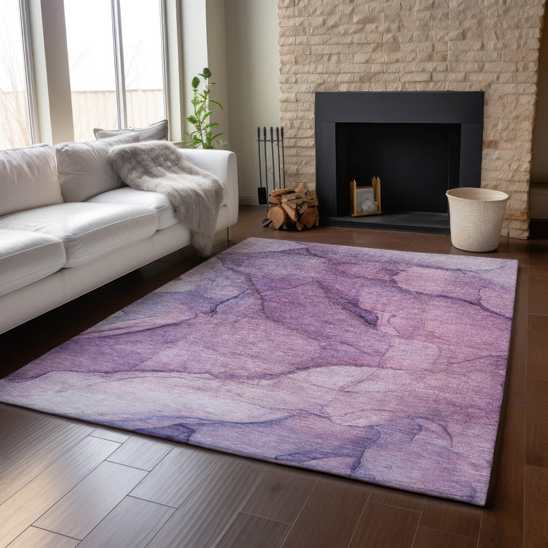 Tapis mauve Premium lavable à la machine Cerrito AMF607, Rectangle 10 pi x 14 pi