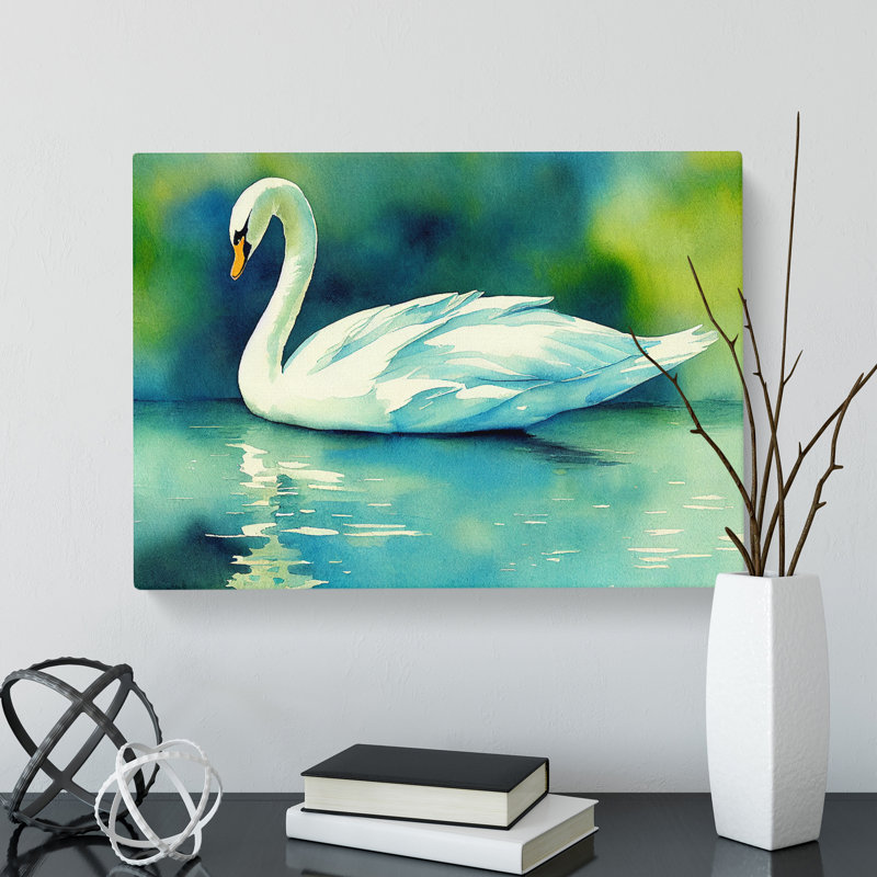 Swan Watercolour Vol.5 - Wrapped Canvas, 40cm H x 60cm W x 3cm D