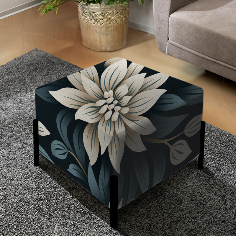 Essence monochrome - Repose-pieds carré floral