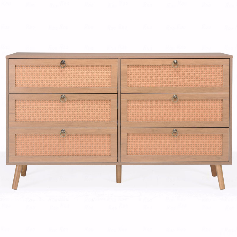 Commode double 6 tiroirs en rotin, commode, commode de style moderne, pour chambre à coucher