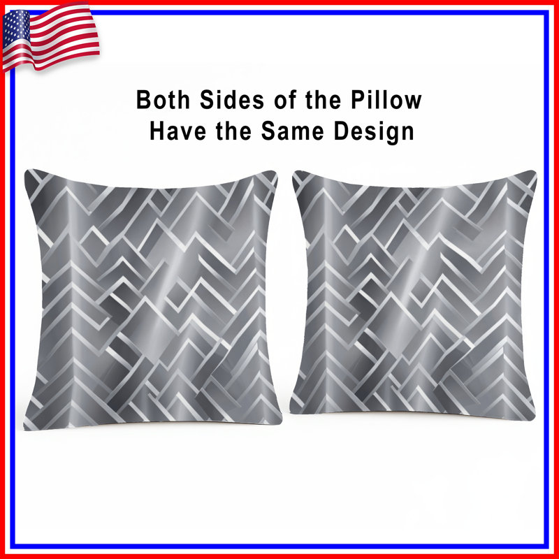 Silver Zigzag Pattern Double Sided Throw Pillows, 18 x 18 inches