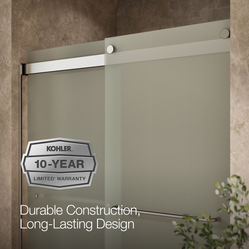 Levity 59.63" x 62" Bypass Bath Door with CleanCoat® Technology, Matte Nickel, Frosted