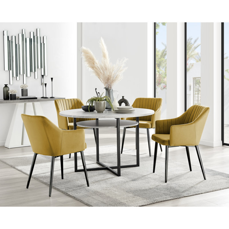 Ensemble repas pour 4 personnes Aashif, Moutarde / Noir