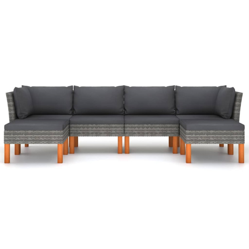 Brause 6 Piece Sectional Seating Group with Cushions, Gray, Gray