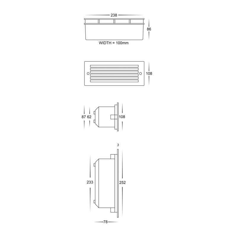 Sol 25.2cm Recessed Lighting Kit, Black