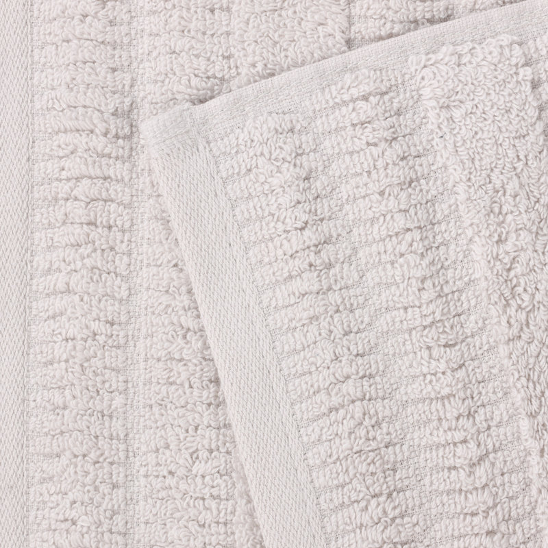 Mika Smart Twist Viscose Cotton Blend Medium Weight Solid Textured Ribbed 3 Piece Towel Set, Silver