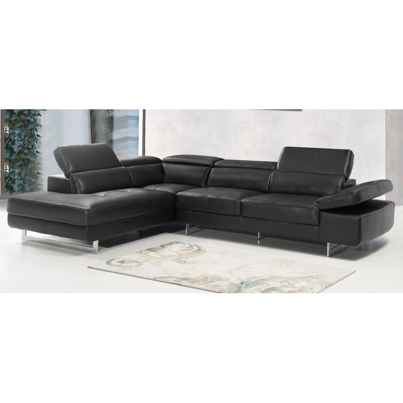 Keyesport Upholstered L-Shaped Sectional, Black, Left Hand Facing