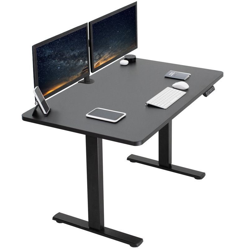 VIVO Single Motor Electric Desk with Push Button Memory Controller, Black/Black, 48.5" H x 48" W x 30" D