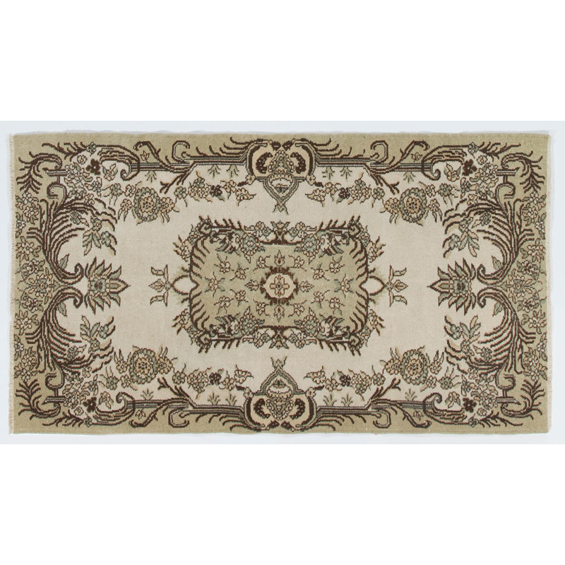 Tapis rétro Anatolian Oushak. Tapis noué à la main, revêtement de sol