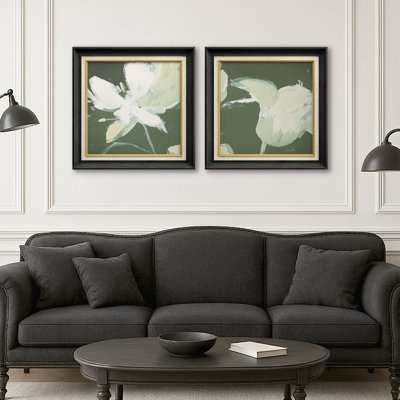 Motif de coup de pinceau floral blanc sur fond vert
