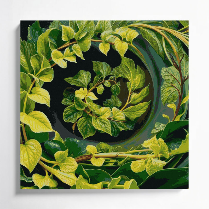 Art végétal sur toile vert légumes, H 12 po x l 12 po