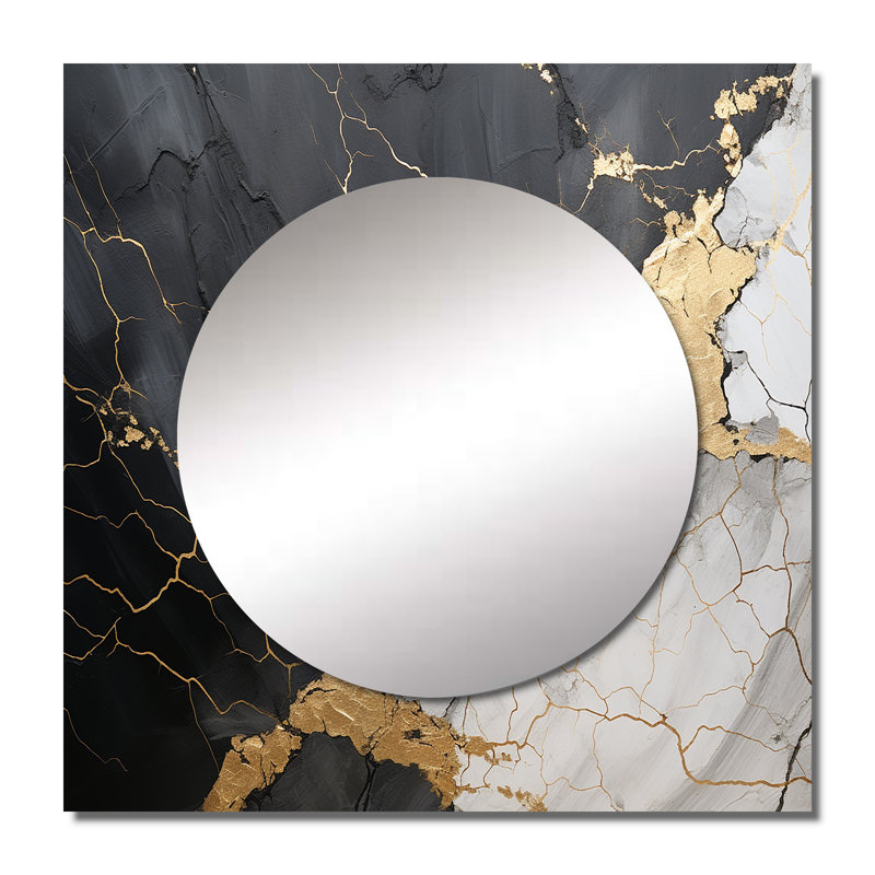 Tammara - Décoration murale en or noir à grandes spirales abstraites en poterie III pour chambre à coucher, 36 po x 36 po
