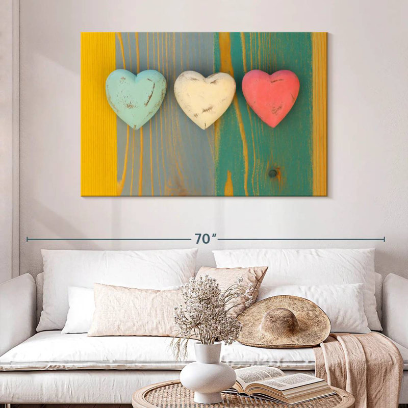Hardie Three Wooden Hearts, 32" H x 48" W