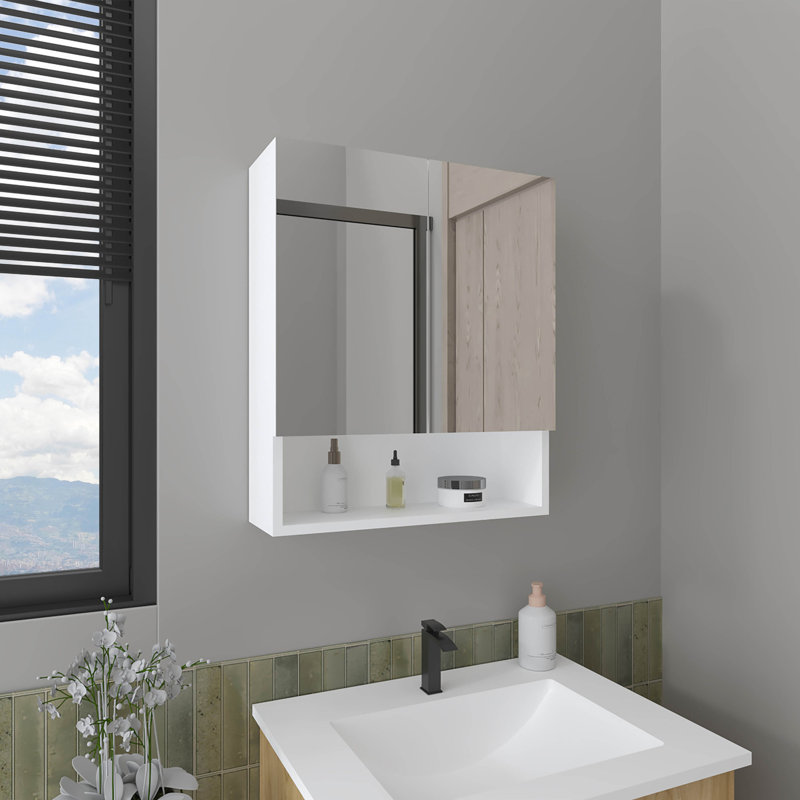Pharmacie, 2 portes, 3 tablettes, 1 miroir