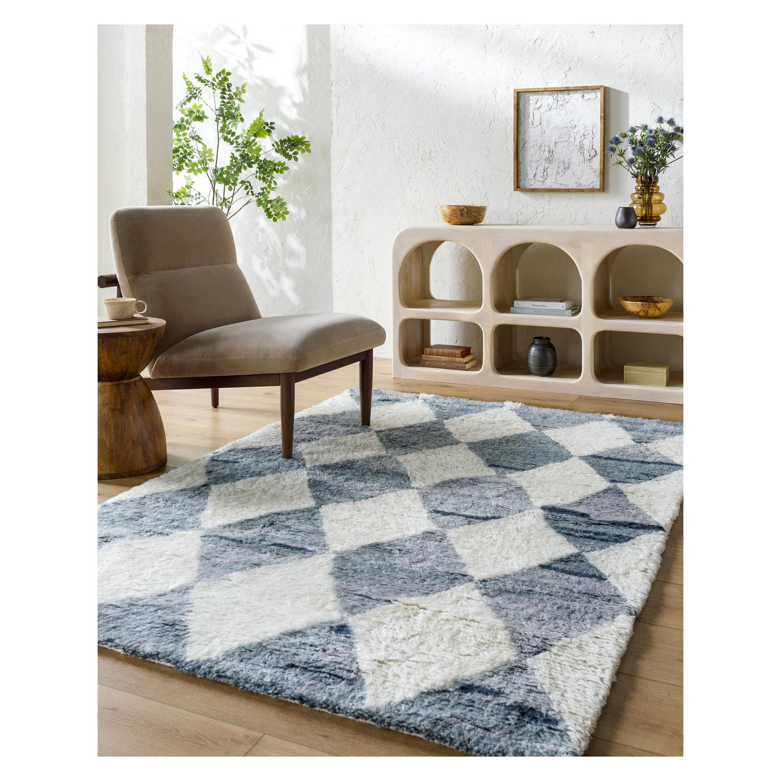Anemone Hand Tufted Wool Silver Rug, Rectangle 2' x 3'